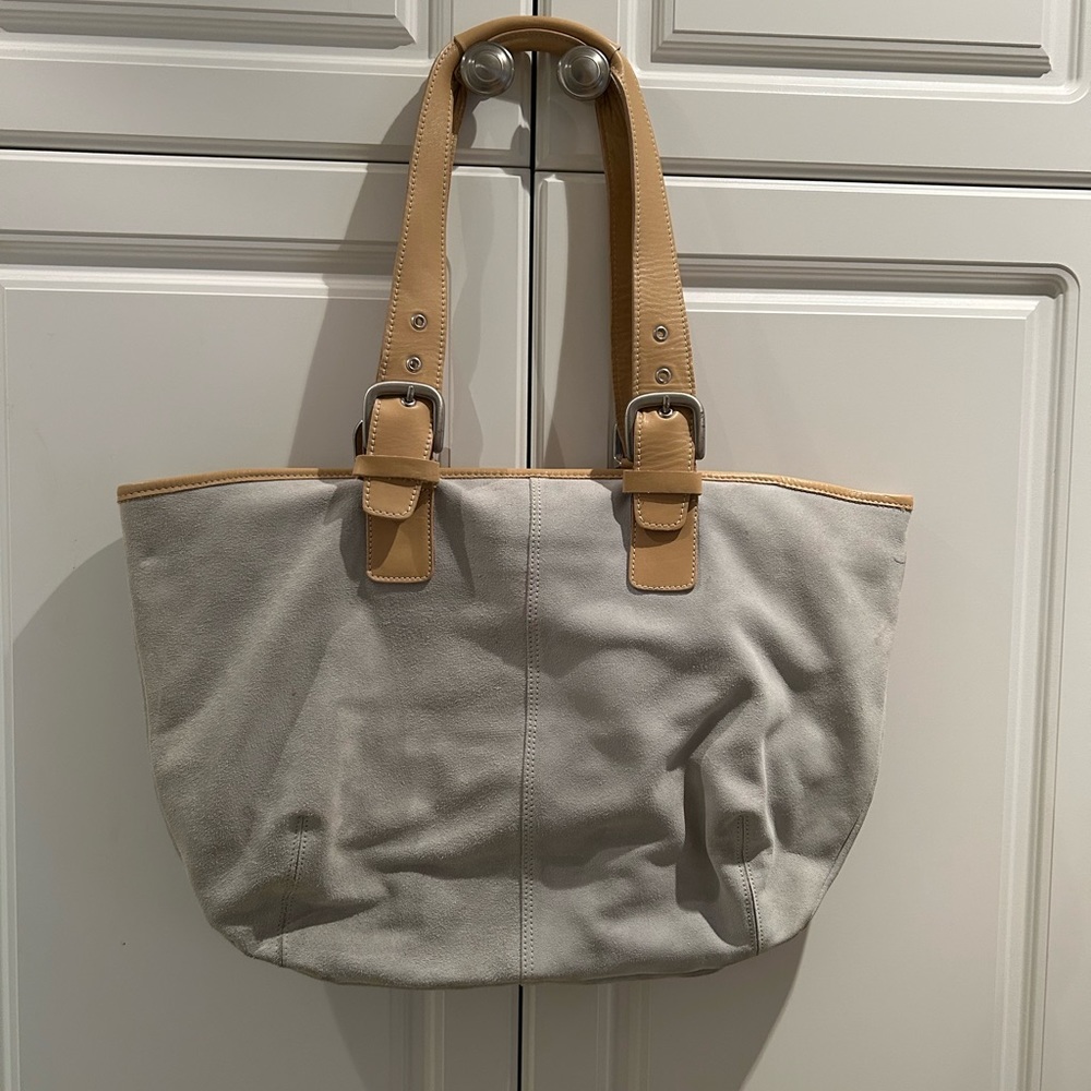 Roots Vintage Powder Blue Suede Tote Bag In Excellent Condition